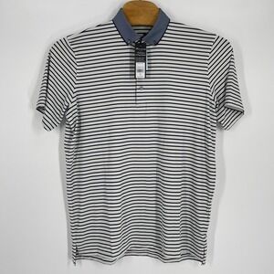 Greyson Moab‎ Artic White & Maltese Blue Stripe Polo Performance Golf Shirt XL